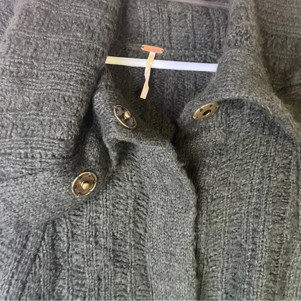 Free People Green Textured Dolan Oversized Knit Cardigan Sweater Medium‎